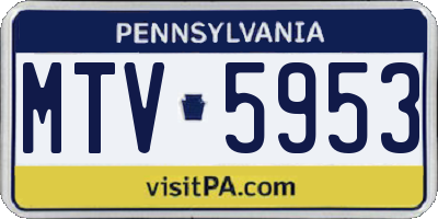 PA license plate MTV5953