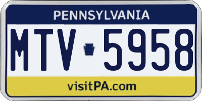 PA license plate MTV5958