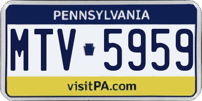 PA license plate MTV5959