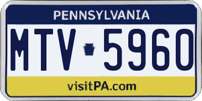 PA license plate MTV5960