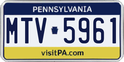 PA license plate MTV5961