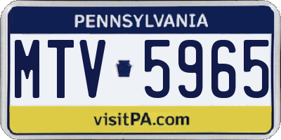 PA license plate MTV5965
