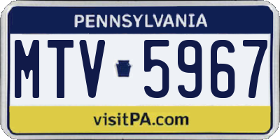 PA license plate MTV5967