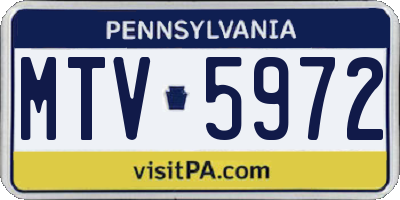 PA license plate MTV5972