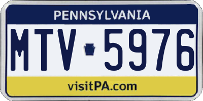 PA license plate MTV5976