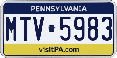PA license plate MTV5983