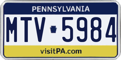 PA license plate MTV5984