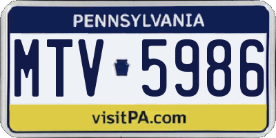 PA license plate MTV5986