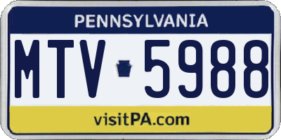 PA license plate MTV5988