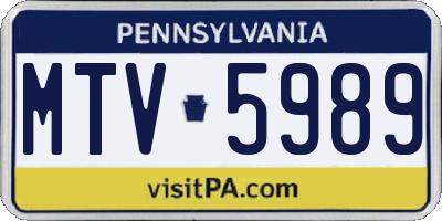 PA license plate MTV5989