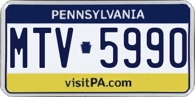 PA license plate MTV5990