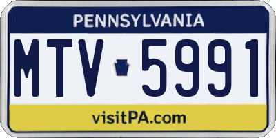PA license plate MTV5991