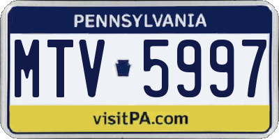 PA license plate MTV5997