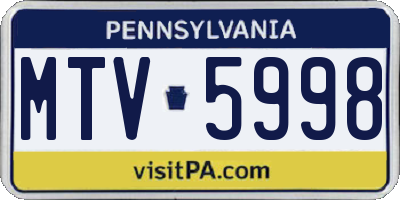 PA license plate MTV5998