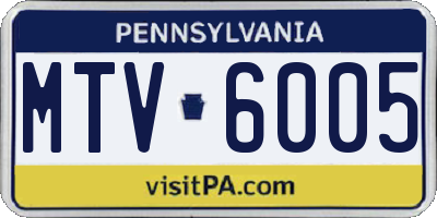 PA license plate MTV6005