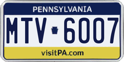 PA license plate MTV6007