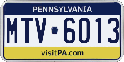 PA license plate MTV6013