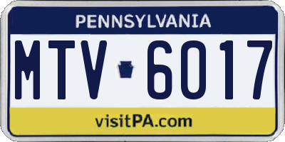 PA license plate MTV6017