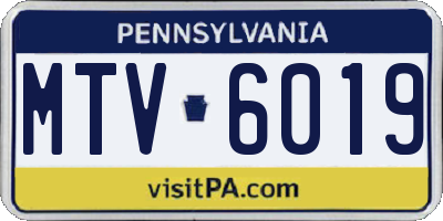 PA license plate MTV6019