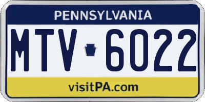 PA license plate MTV6022