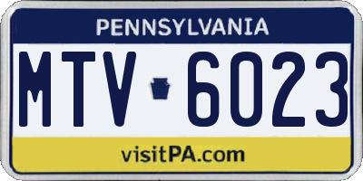 PA license plate MTV6023
