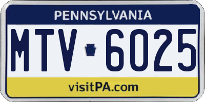 PA license plate MTV6025