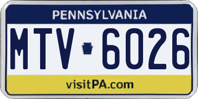 PA license plate MTV6026