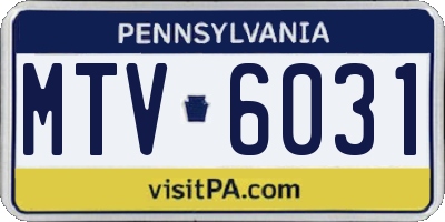 PA license plate MTV6031