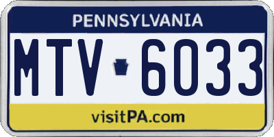 PA license plate MTV6033