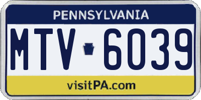PA license plate MTV6039