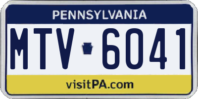 PA license plate MTV6041