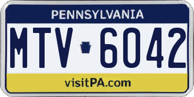 PA license plate MTV6042