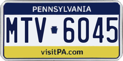 PA license plate MTV6045