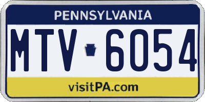 PA license plate MTV6054