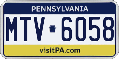 PA license plate MTV6058