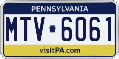 PA license plate MTV6061