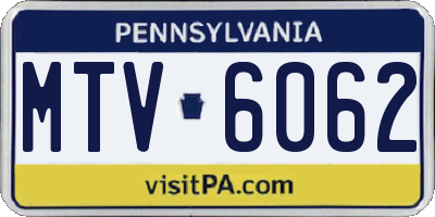 PA license plate MTV6062