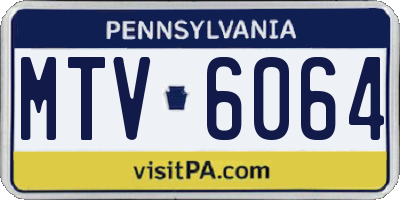 PA license plate MTV6064