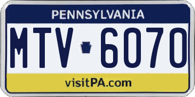 PA license plate MTV6070