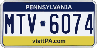 PA license plate MTV6074