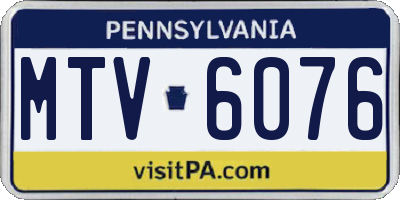 PA license plate MTV6076