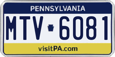 PA license plate MTV6081