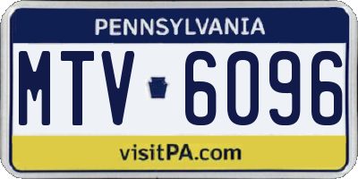 PA license plate MTV6096