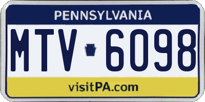 PA license plate MTV6098