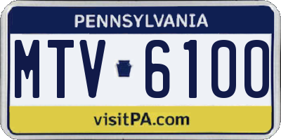 PA license plate MTV6100