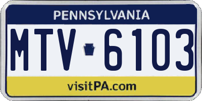 PA license plate MTV6103