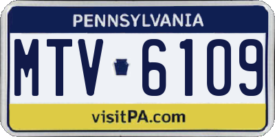PA license plate MTV6109