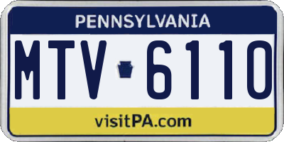 PA license plate MTV6110