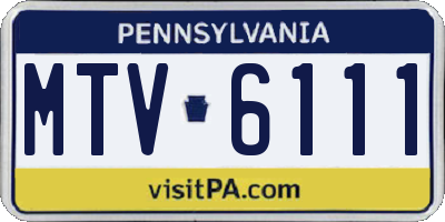 PA license plate MTV6111