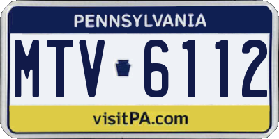 PA license plate MTV6112